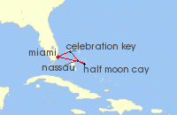 Cruise itinerary map for Carnival Cruises 5 Night The Bahamas (132251)