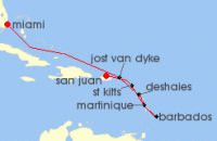 Cruise itinerary map for Explora Journeys 8 Night A Journey from Miami to San Juan (125369)