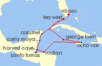 Cruise itinerary map for Regent Seven Seas Cruises 12 Night Caribbean Flavors & Cozumel Miami To Miami (109482)