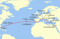 Cruise itinerary map for Explora Journeys 25 Night A Grand Journey Across the Ocean from Azure Dreams to the Legendary Shores (138139)