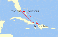 Cruise itinerary map for Royal Caribbean Cruises 5 Night Eastern Caribbean Cruise (105221)