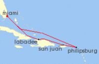 Cruise itinerary map for Royal Caribbean Cruises 7 Night Atlantis Caribbean Cruise (36067)