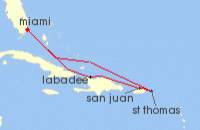 Cruise itinerary map for Royal Caribbean Cruises 7 Night Eastern Caribbean Holiday (131897)