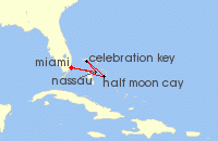 Cruise itinerary map for Carnival Cruises 5 Night The Bahamas (126912)