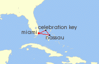 Cruise itinerary map for Carnival Cruises 4 Night The Bahamas (129072)