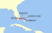 Cruise itinerary map for Royal Caribbean Cruises 5 Night Bahamas & Perfect Day Cruise (131665)