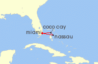 Cruise itinerary map for Royal Caribbean Cruises 4 Night Bahamas & Perfect Day Cruise (1304)