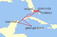 Cruise itinerary map for Celebrity Cruises 7 Night Grand Cayman, Mexico & Perfect Day (128632)
