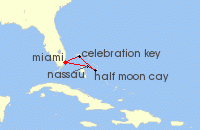 Cruise itinerary map for Carnival Cruises 5 Night The Bahamas (126911)