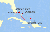 Cruise itinerary map for MSC Cruises 6 Night Caribbean & Bahamas (137853)