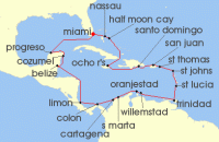 Cruise itinerary map for Holland America Line 28 Night Pan Am 100Th Anniversary Legendary Voyage (140513)