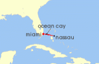 Cruise itinerary map for MSC Cruises 4 Night Caribbean & Bahamas (92826)