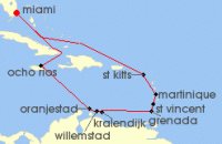 Cruise itinerary map for Regent Seven Seas Cruises 14 Night Heavenly Hideaways Miami To Miami (136499)