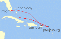 Cruise itinerary map for Royal Caribbean Cruises 7 Night Eastern Caribbean & Perfect Day (56181)
