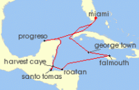 Cruise itinerary map for Regent Seven Seas Cruises 11 Night Azure Elegance Miami To Miami (135939)