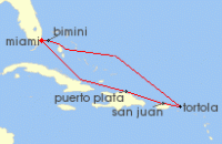 Cruise itinerary map for Virgin Voyages 8 Night November Nights in the Eastern Caribbean (131476)