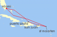 Cruise itinerary map for Margaritaville At Sea 7 Night Eastern Caribbean (138822)