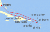 Cruise itinerary map for Oceania Cruises 10 Night Splendid Sunsets Miami to Miami (138164)