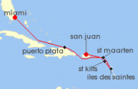 Cruise itinerary map for Explora Journeys 7 Night A Journey through Stunning Scenery & Charming Caribbean Culture (131416)