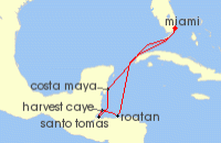 Cruise itinerary map for Regent Seven Seas Cruises 7 Night Fall For The Caribbean Miami To Miami (139443)