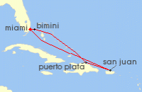 Cruise itinerary map for Virgin Voyages 7 Night San Juan Sunrises & Dominican Dreams (122374)