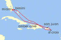 Cruise itinerary map for Virgin Voyages 8 Night Puerto Rican Nights & St. Croix Delights (80718)