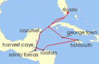 Cruise itinerary map for Regent Seven Seas Cruises 10 Night Cupid In The Caribbean Miami To Miami (136300)