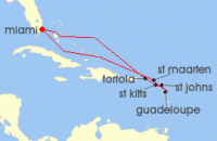 Cruise itinerary map for Regent Seven Seas Cruises 10 Night Caribbean Zephyr Miami To Miami (135949)