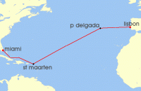 Cruise itinerary map for MSC Cruises 12 Night MSC Grand Voyages (137863)
