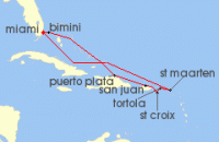 Cruise itinerary map for Virgin Voyages 10 Night St. Maarten, Tortola, San Juan & more (131725)