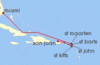 Cruise itinerary map for Explora Journeys 7 Night A Journey through Secluded Isles & Caribbean Havens (131363)