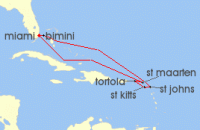 Cruise itinerary map for Virgin Voyages 10 Night St. Isles & Sun-soaked Seas (131722)