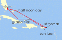 Cruise itinerary map for Holland America Line 7 Night Eastern Caribbean: San Juan & St. Thomas (119945)
