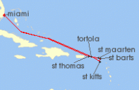 Cruise itinerary map for Oceania Cruises 10 Night Tropical Island Havens Miami to Miami (133625)