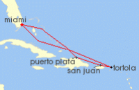 Cruise itinerary map for Celebrity Cruises 7 Night Tortola, San Juan & Puerto Plata (138492)