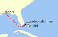 Cruise itinerary map for Carnival Cruises 6 Night The Bahamas (113156)