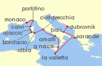 Cruise itinerary map for Seabourn 14 Night Solar Eclipse: France, Italy & Tunisia (138194)