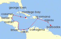 Cruise itinerary map for TUI Cruises 14 Nachte - Best Of Mittelamerika - Ab Montego Bay/Bis Bridgetown (140049)