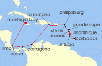 Cruise itinerary map for AIDA 14 Nacht Mittelamerika & Karibik ab Jamaika (107936)