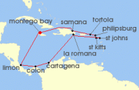 Cruise itinerary map for AIDA 14 Nacht Karibik & Mittelamerika ab Jamaika (97449)