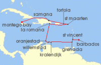 Cruise itinerary map for AIDA 14 Nacht Karibische Inseln ab Jamaika (139553)