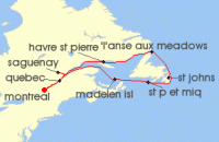 Cruise itinerary map for Seabourn 12 Night Newfoundland & Gulf Of St. Lawrence Reverie (126327)
