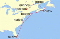Cruise itinerary map for Seabourn 13 Night Atlantic Coast: Lighthouses & New England Charms (126383)