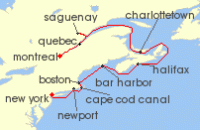 Cruise itinerary map for Seabourn 12 Night Canada & New England Fall Foliage (138388)