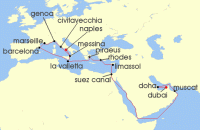 Cruise itinerary map for MSC Cruises 26 Night MSC Grand Voyages (133929)
