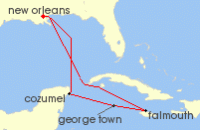 Cruise itinerary map for Royal Caribbean Cruises 7 Night Western Caribbean Cruise (104424)
