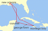 Cruise itinerary map for Royal Caribbean Cruises 7 Night Western Caribbean Holiday (28344)