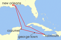 Cruise itinerary map for Royal Caribbean Cruises 7 Night Western Caribbean Cruise (9734)