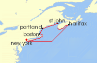 Cruise itinerary map for Norwegian Cruise Line 7 Night Canada & New England Round-trip New York: Boston & Halifax (569)