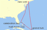 Cruise itinerary map for Carnival Cruises 8 Night Eastern Caribbean (116418)